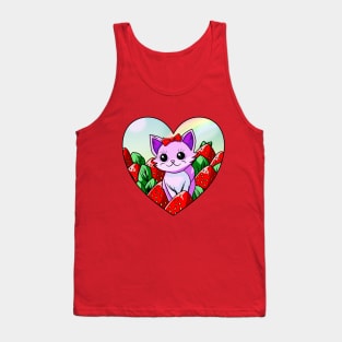 Kitty in a Strawberry Patch Tank Top